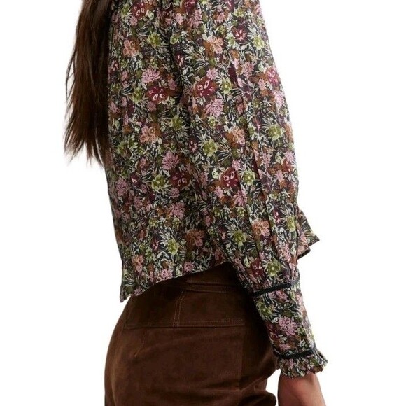 Free People Blouse Sz L Floral Multicolor Long Sleeve Peplum NWT - Picture 16 of 16